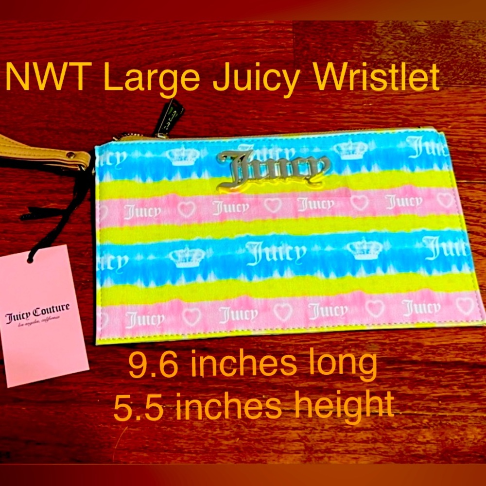 NWT Juicy Couture large wristlet - beautiful rainbow tie dye big designer clutch